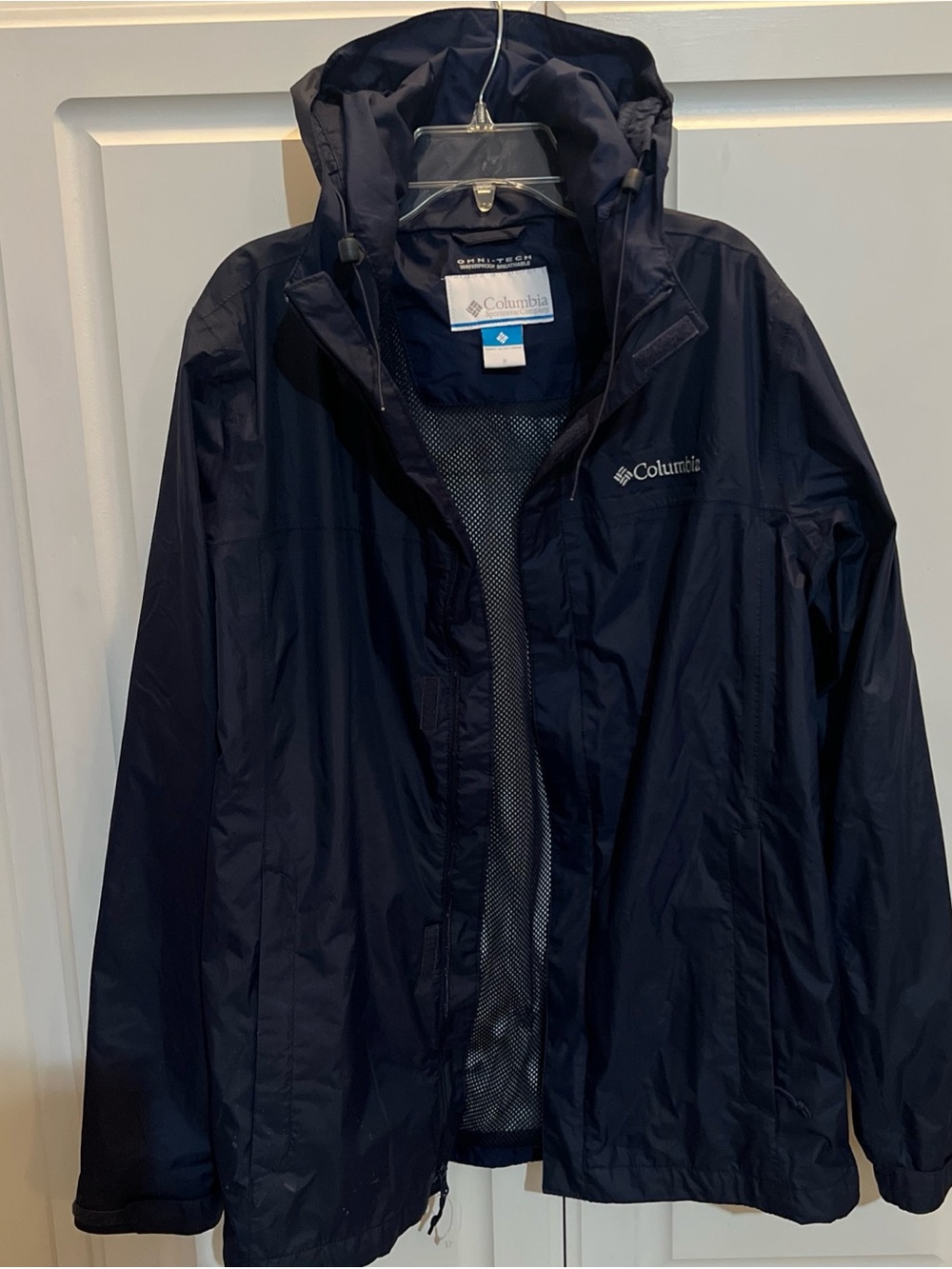 Columbia Men’s Omni-Tech Waterproof Breathable Jacket S Inside Zippers and Mesh